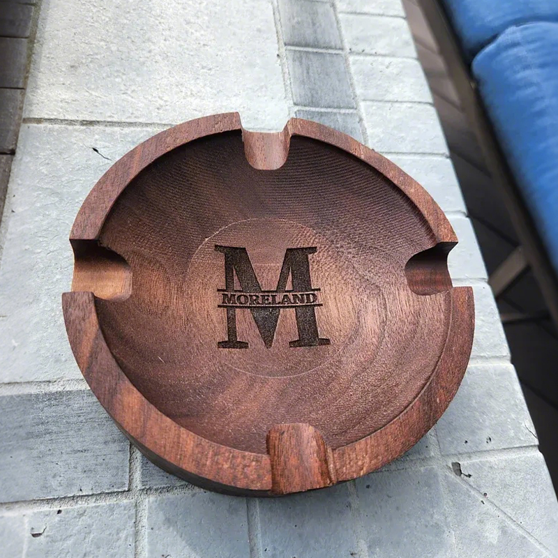 Personalized Name Walnut Cigar Ash Tray