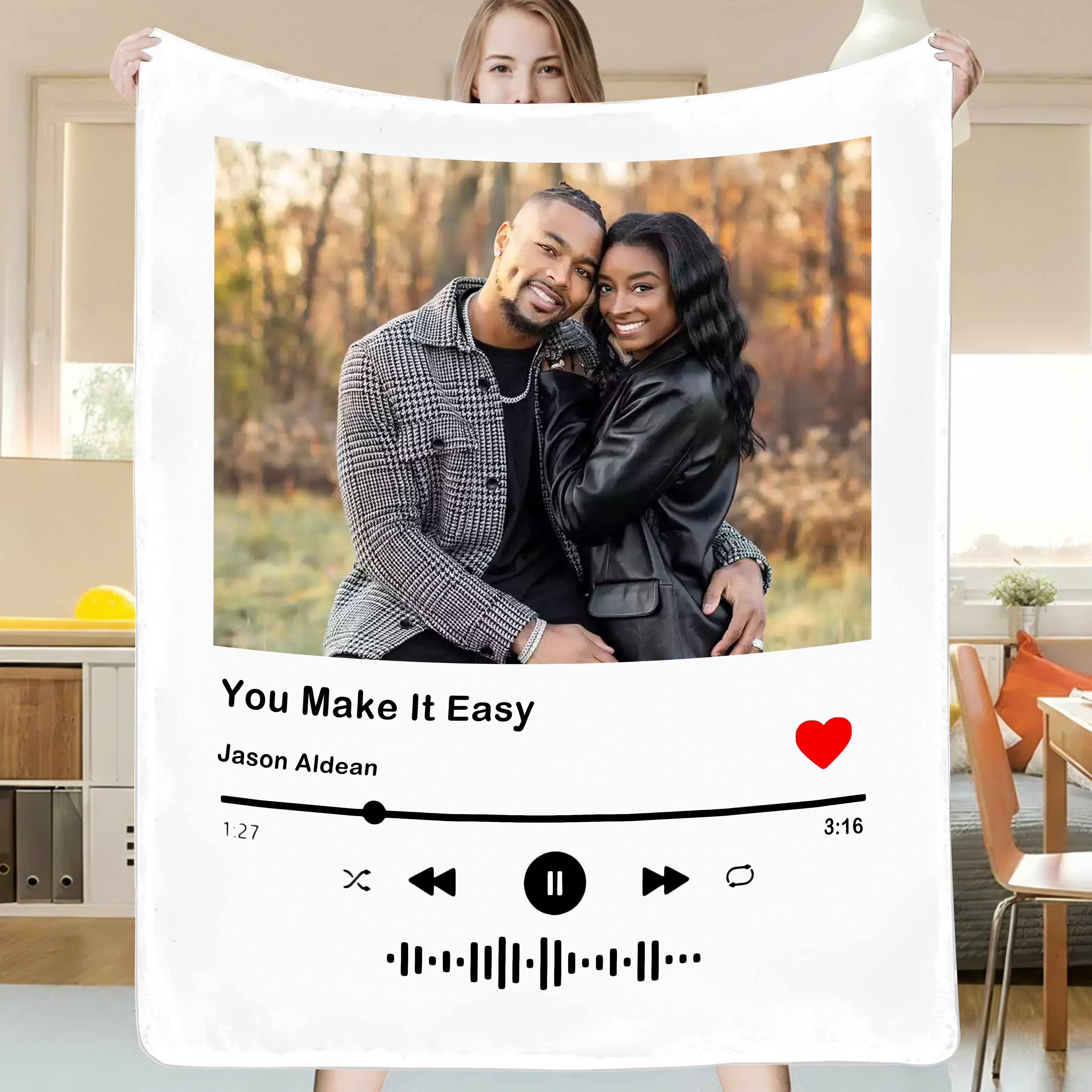 Custom Music Blanket Photo Blanket Gift for Couple Family