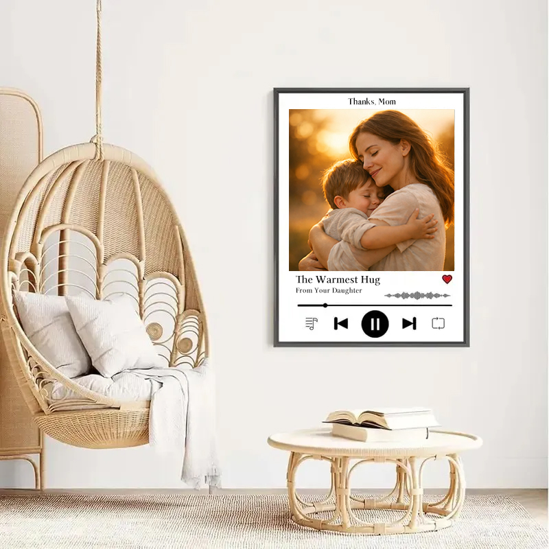 Personalized Mother's Day Song & Photo Poster - Custom Heartbeat Melody Wall Art - Printable Mom Gift from Daughter, Son, Grandkids