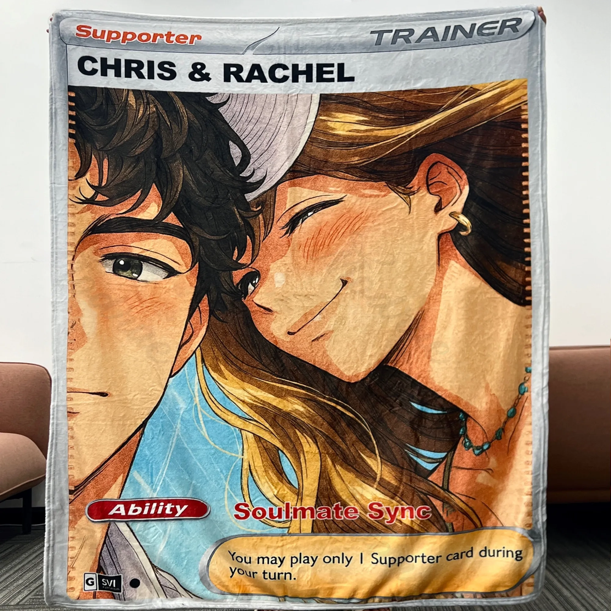 Personalized Couple Photo Card Blanket