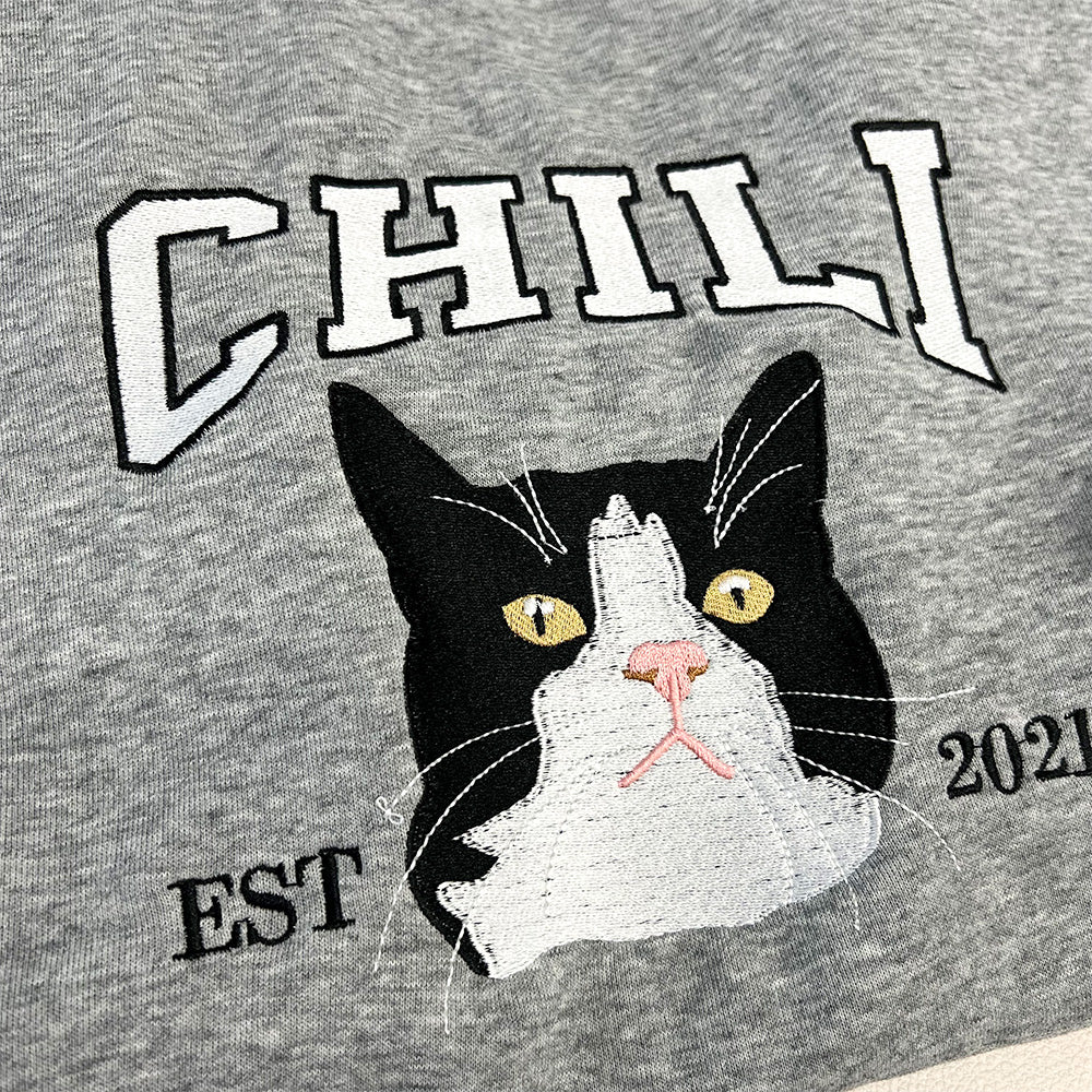 Pet Embroidered Sweatshirt, Embroidered Dog Hoodie, Custom Dog Face Embroidered Sweatshirt From Photo, Pet Lovers Gift