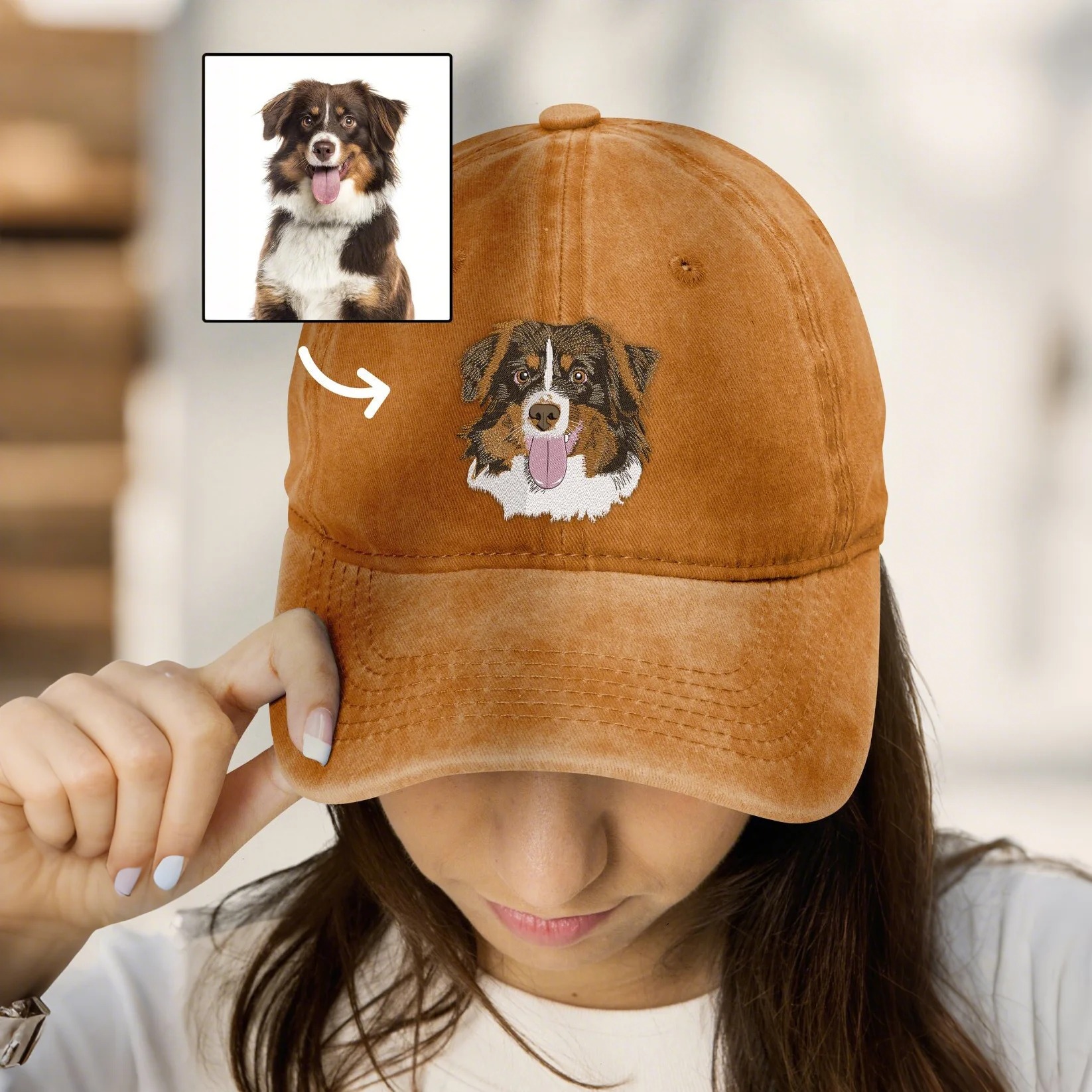 Custom Embroidered Pet Hat with Photo, Custom Pet Face Cap