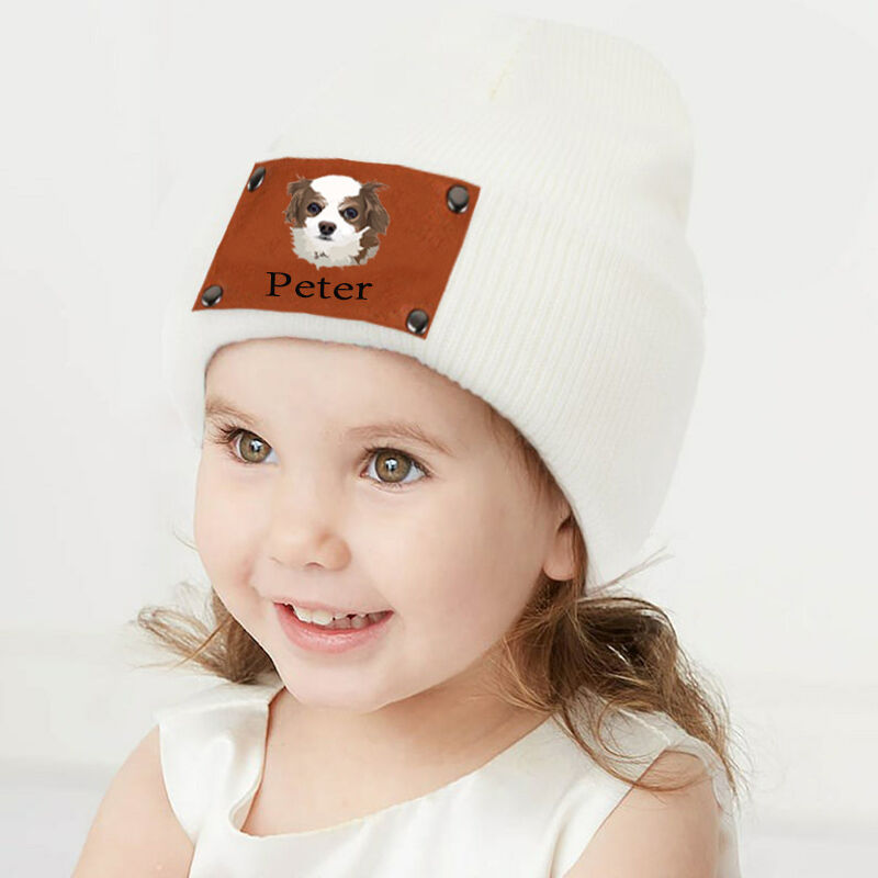 Personalized Name Beanie with Custom Photo Cute Gift for Pet Lover