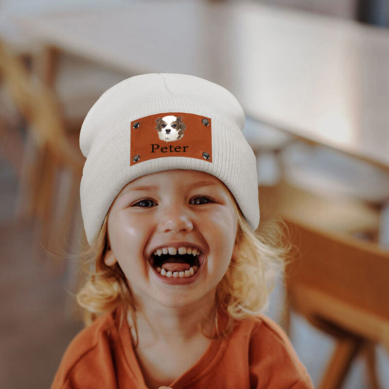 Personalized Name Beanie with Custom Photo Cute Gift for Pet Lover