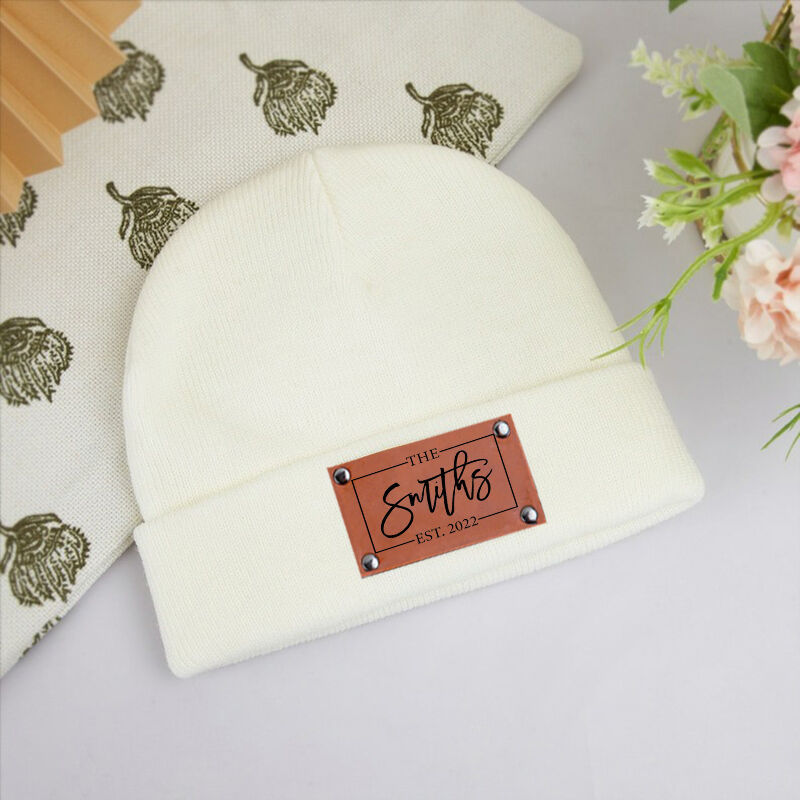 Personalized Name Beanie with Custom Date Simple Present for Family