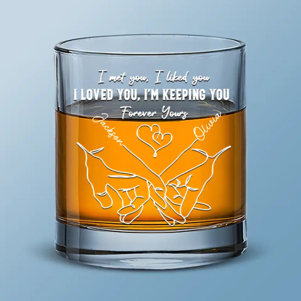 Love Is The Flower - Couple Personalized Custom Whiskey Glass - Gift For Husband Wife, Anniversary