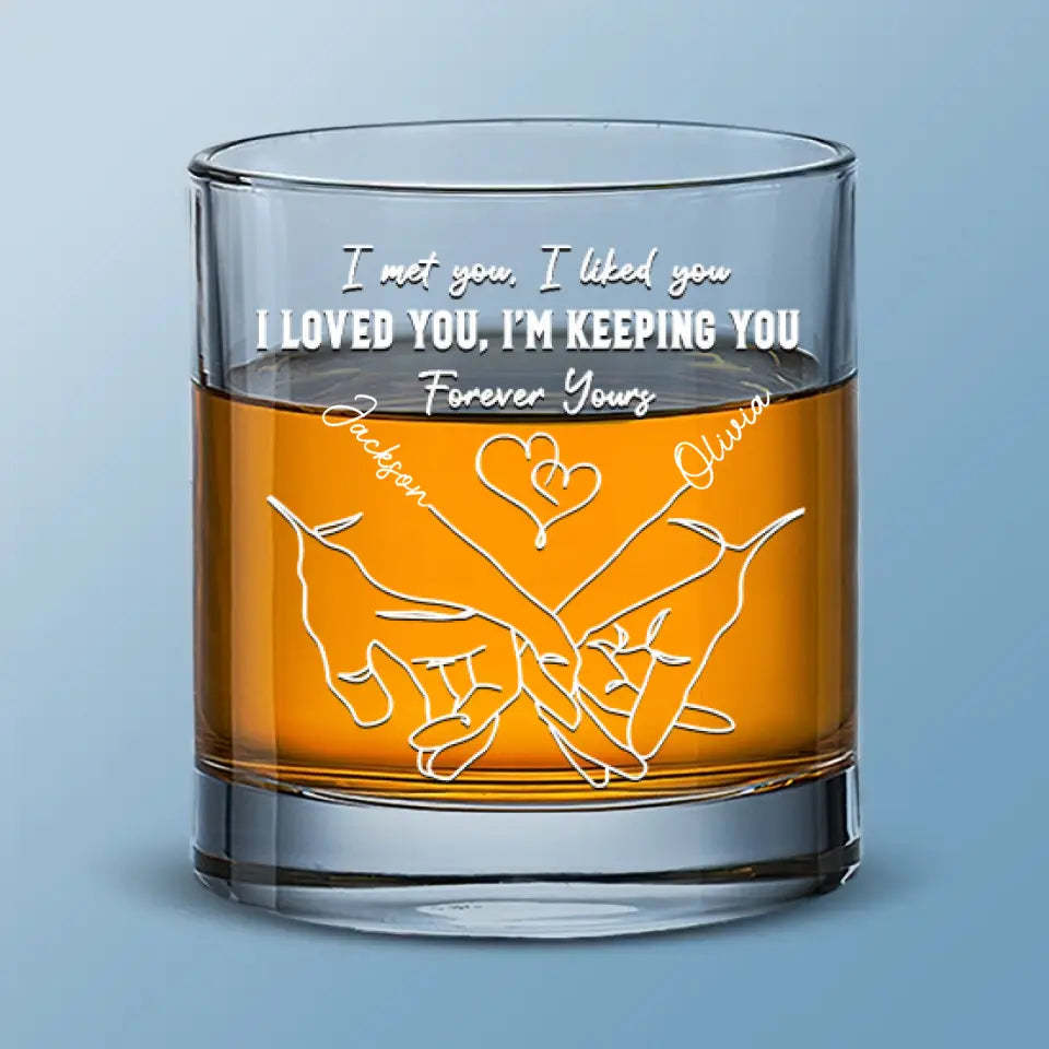 Love Is The Flower - Couple Personalized Custom Whiskey Glass - Gift For Husband Wife, Anniversary