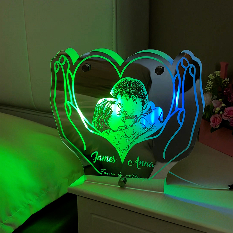 Personalized Hand-Held Heart Photo Mirror Lamp
