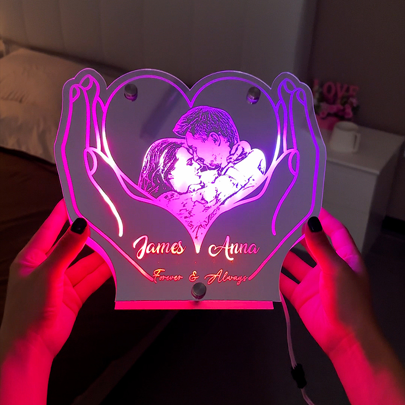 Personalized Hand-Held Heart Photo Mirror Lamp