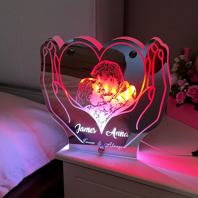 Personalized Hand-Held Heart Photo Mirror Lamp