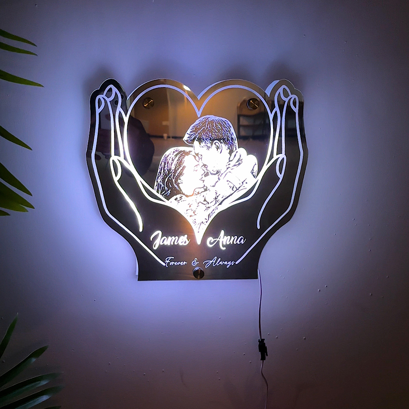 Personalized Hand-Held Heart Photo Mirror Lamp