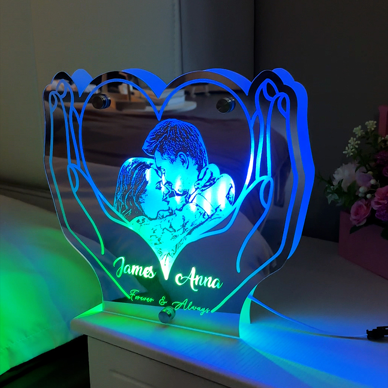 Personalized Hand-Held Heart Photo Mirror Lamp