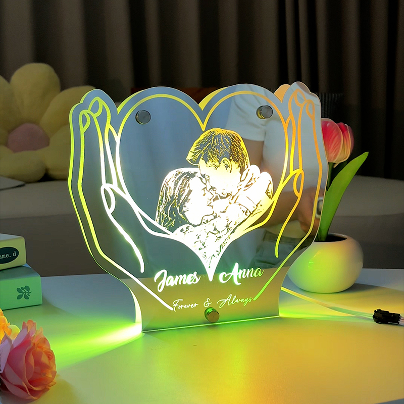 Personalized Hand-Held Heart Photo Mirror Lamp