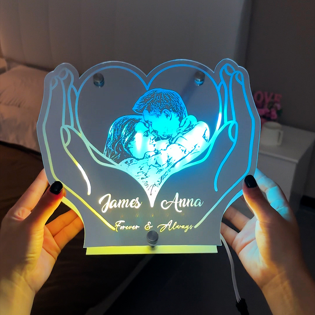 Personalized Hand-Held Heart Photo Mirror Lamp
