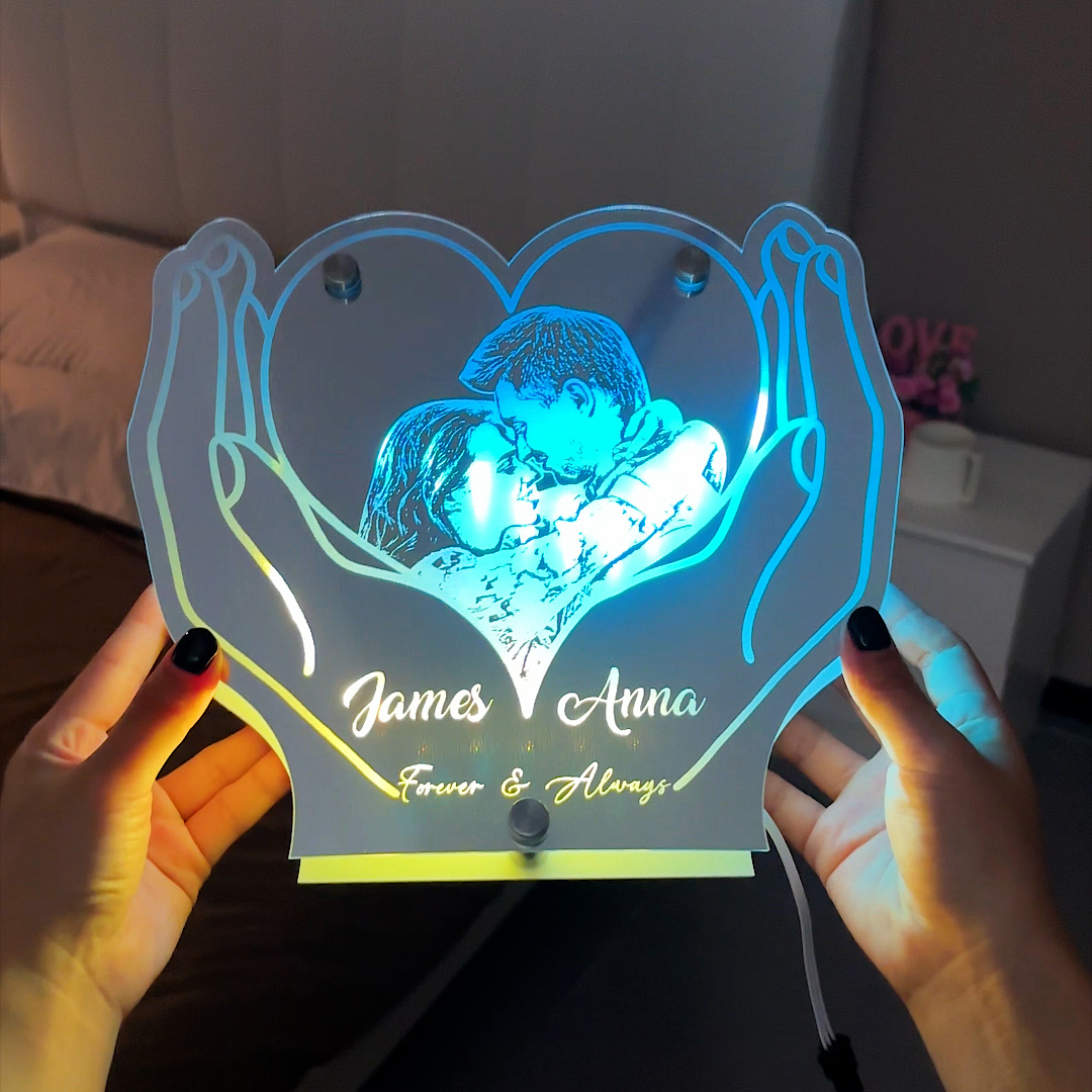 Personalized Hand-Held Heart Photo Mirror Lamp
