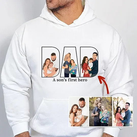 Personalized Father's Day Gift - Custom Hand Painted Color Silhouette Sweatshirt, Gift for Dad, Grandpa & Father Figures