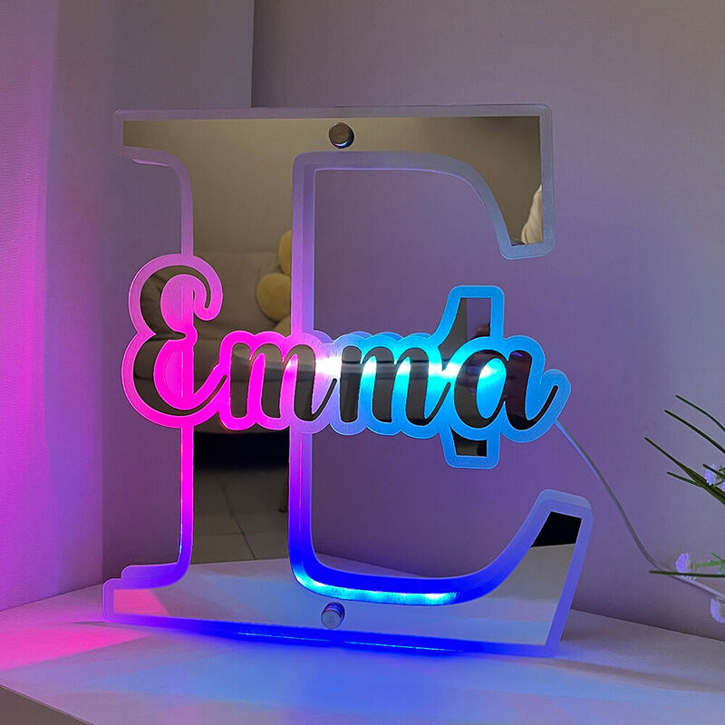 Personalized Mirror Lamp Name and Initials Cool Christmas Gift
