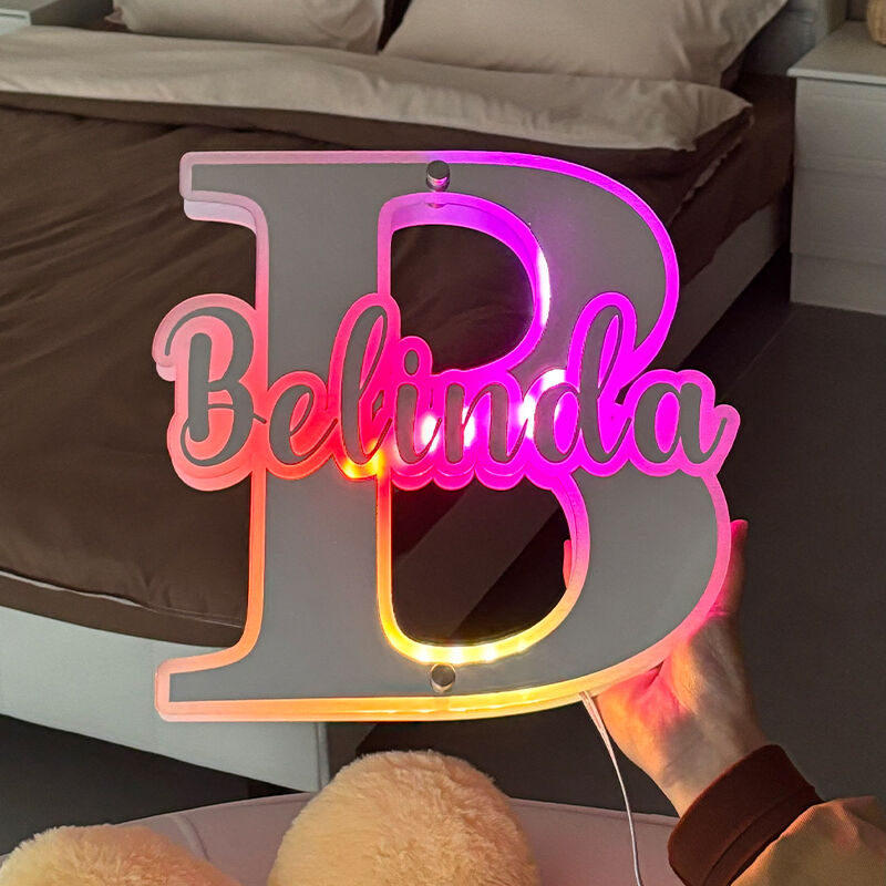 Personalized Mirror Lamp Name and Initials Cool Christmas Gift