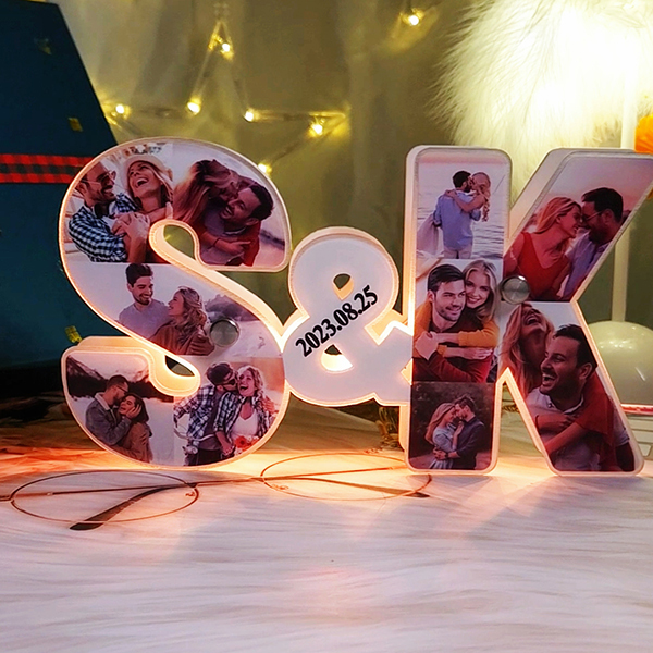 Customized Couple Letter Photo Mirror Night Light