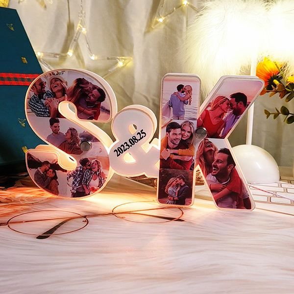 Customized Couple Letter Photo Mirror Night Light