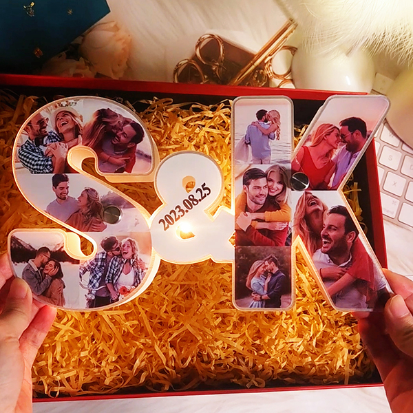 Customized Couple Letter Photo Mirror Night Light