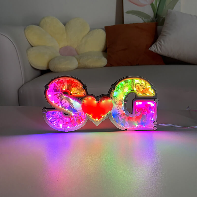 Custom Hidden Photo Couple Mirror Light