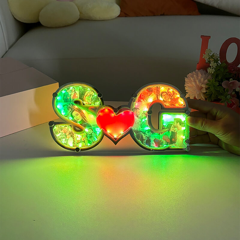 Custom Hidden Photo Couple Mirror Light