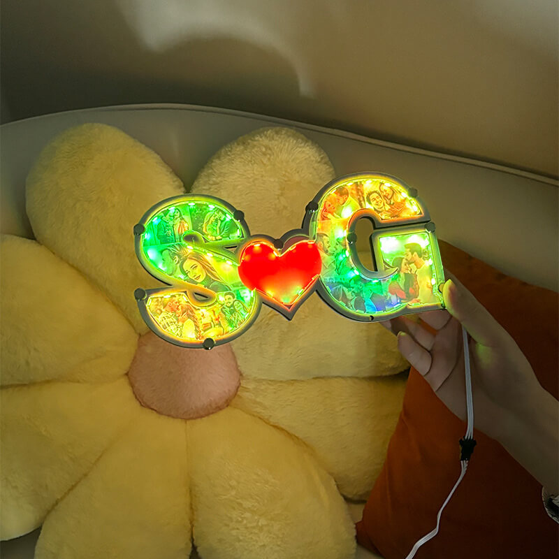 Custom Hidden Photo Couple Mirror Light