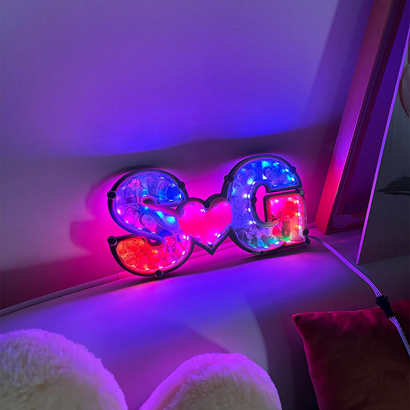 Custom Hidden Photo Couple Mirror Light