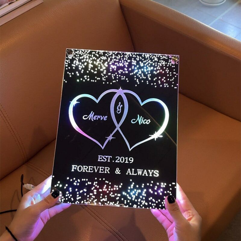 Personalized Mirror Lamp Customized Couple's Name Valentine's Day Gift