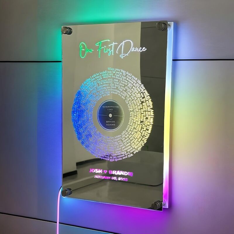 Personalized Mirror Lamp Customized Lyrics Sweet Gift for Couples