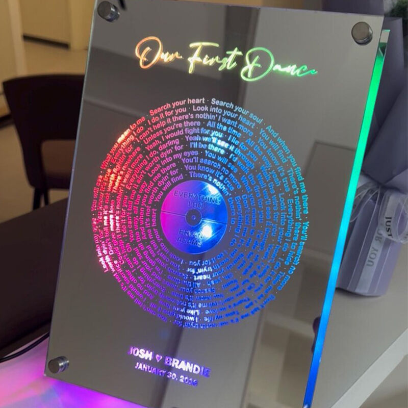 Personalized Mirror Lamp Customized Lyrics Sweet Gift for Couples