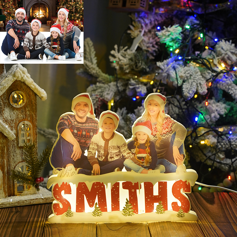 Personalised Christmas Family Photo Acrylic Light