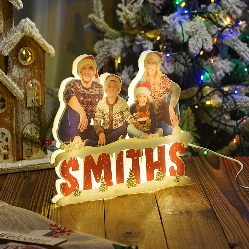 Personalised Christmas Family Photo Acrylic Light
