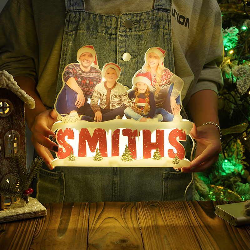 Personalised Christmas Family Photo Acrylic Light