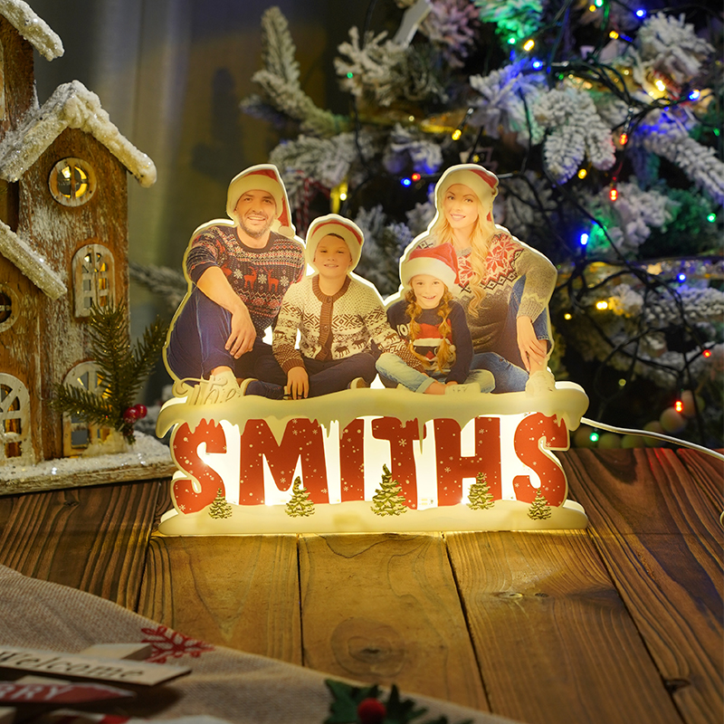 Personalised Christmas Family Photo Acrylic Light