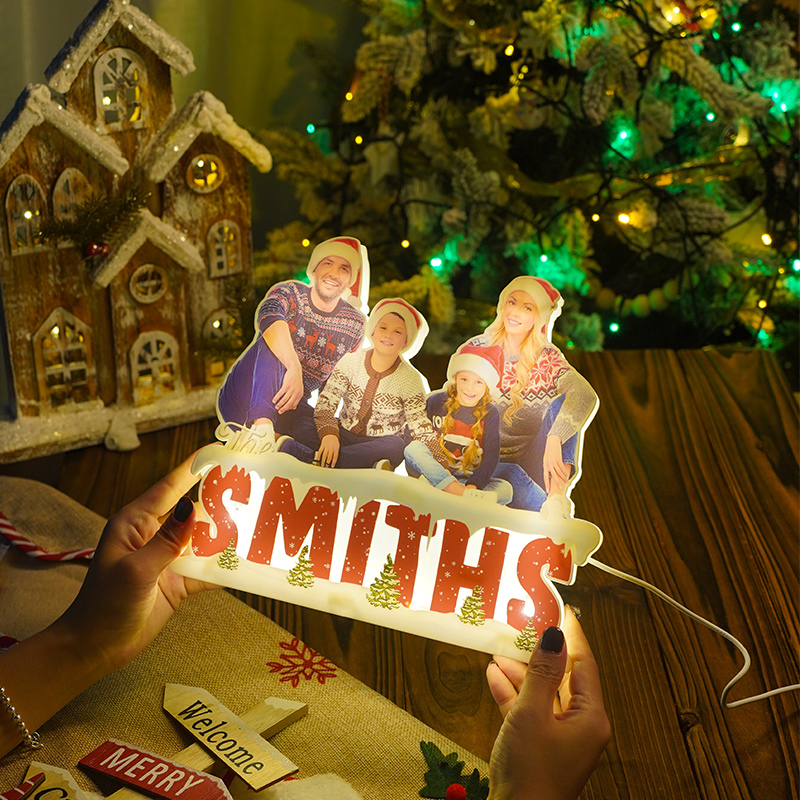Personalised Christmas Family Photo Acrylic Light