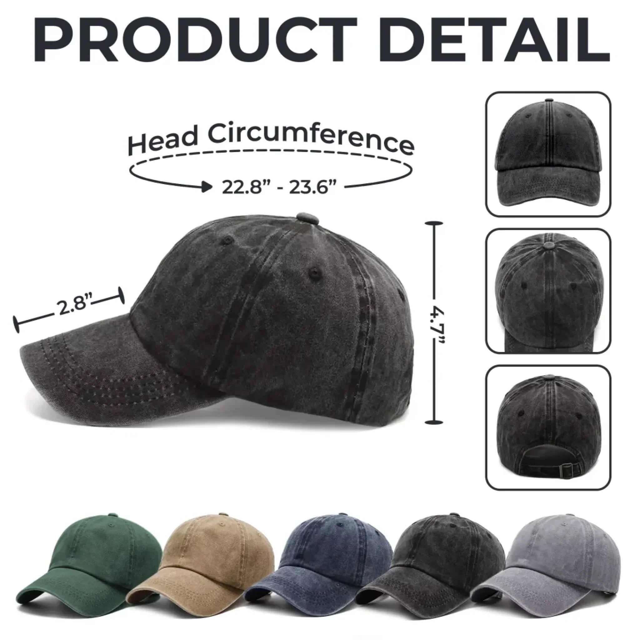 Custom Vintage Washed Denim Baseball Cap-Father's Day, Gift For Dad