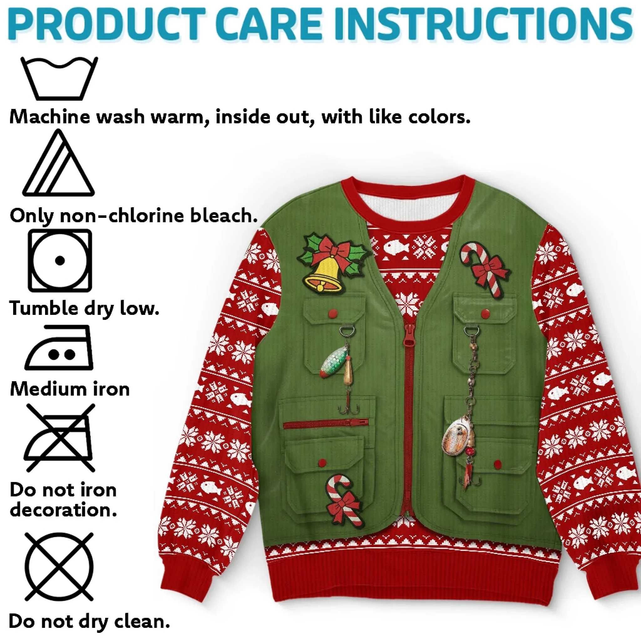 Custom Photo Unisex Ugly Sweatshirt - Personalized Christmas Birthday Fishing Gifts For Fisherman - Santa’s Fishing Buddy Since Forever