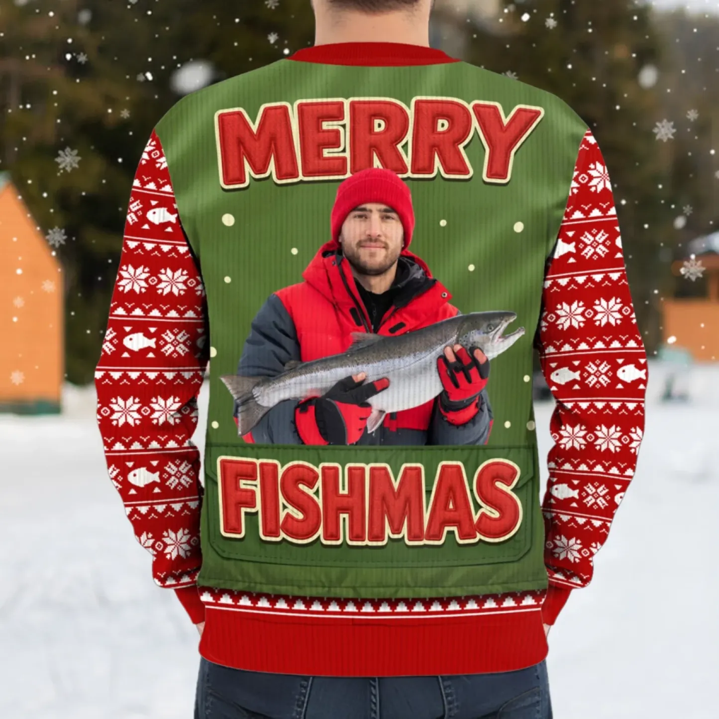 Custom Photo Unisex Ugly Sweatshirt - Personalized Christmas Birthday Fishing Gifts For Fisherman - Santa’s Fishing Buddy Since Forever