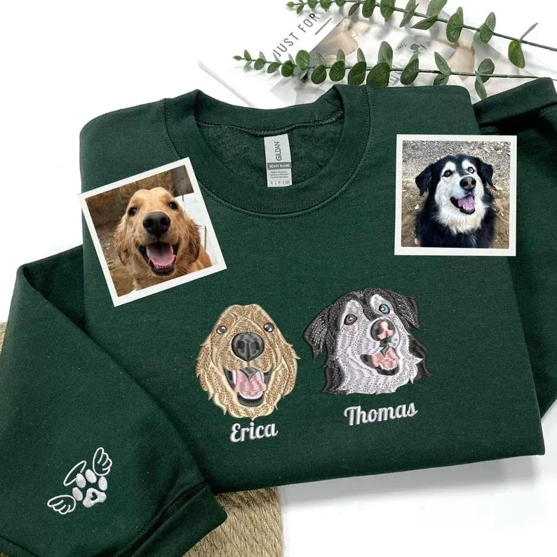 Personalized with Your Pet's Photo Embroidery Sweatshirt Hoodie