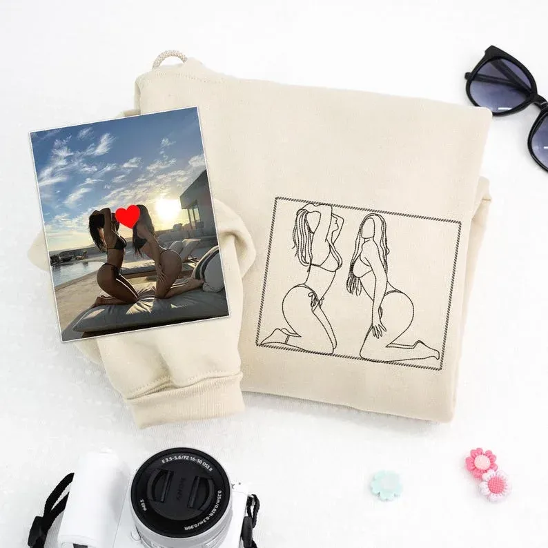 Custom Embroidered Sweatshirt – Personalized Sexy Portrait Gift for Him 💕🔥