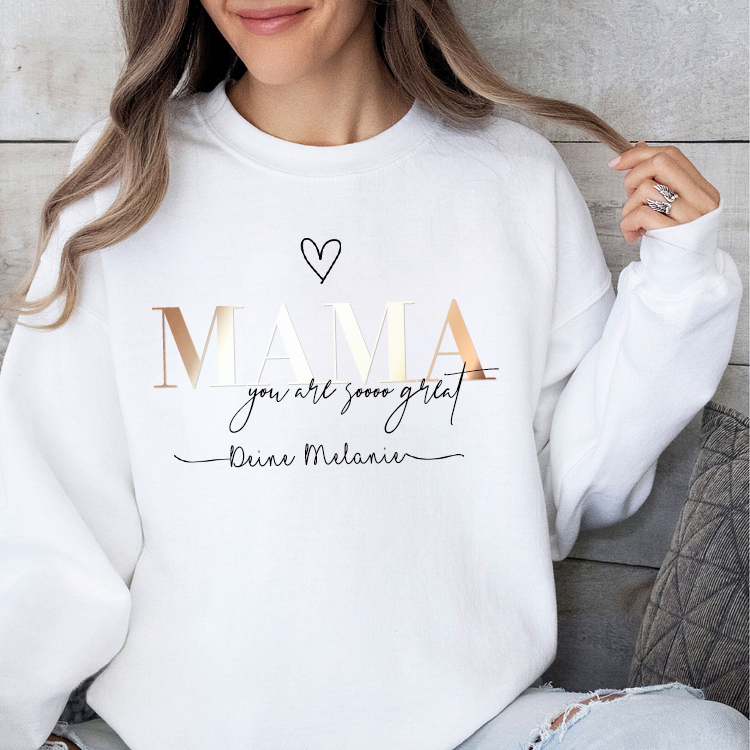 Personalized MAMA “You are soooo great” Sweatshirt with Kids Name on Sleeve-Mother's Day Sale