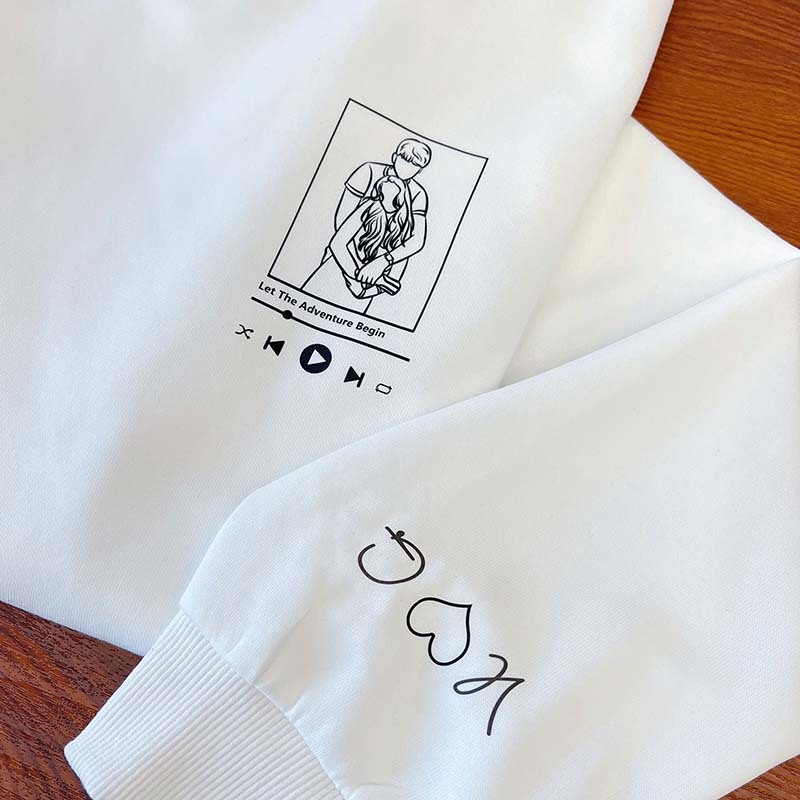 Custom Photo Embroidery Sweatshirt Couple hoodie