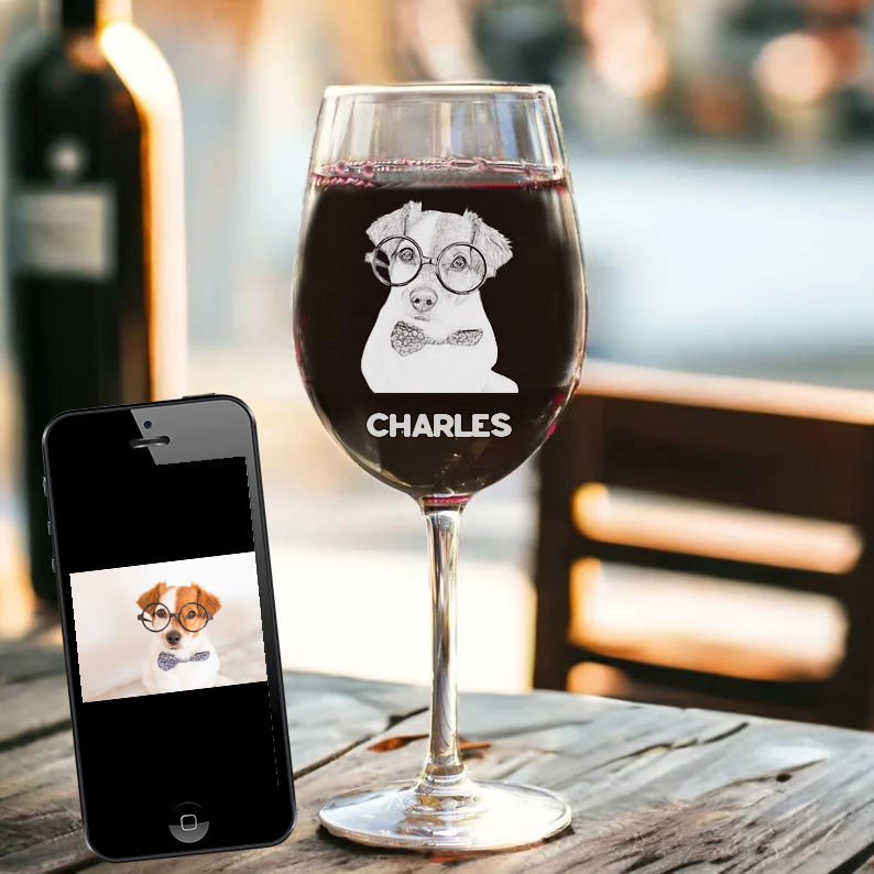 Etched Pet Picture Rocks Glass Father's Day Personalized Whiskey Glass