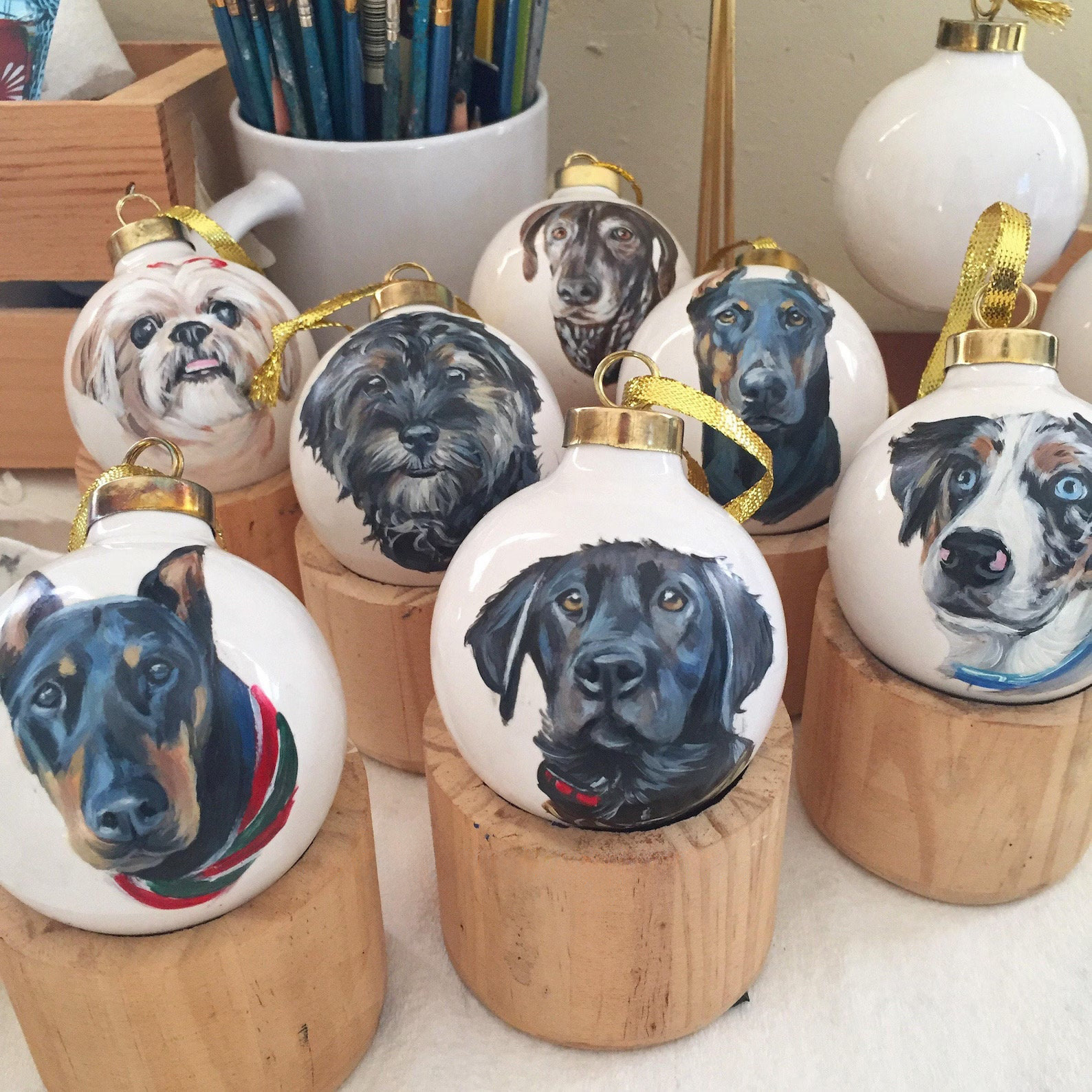 Custom Pet Portrait Ceramics Ornament from Your Photographs, Cat, Dog,
