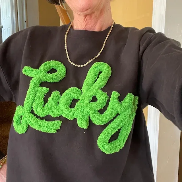 Personalized Yarn Embroidered Sweatshirt, Custom Chenille Team Sweatshirt