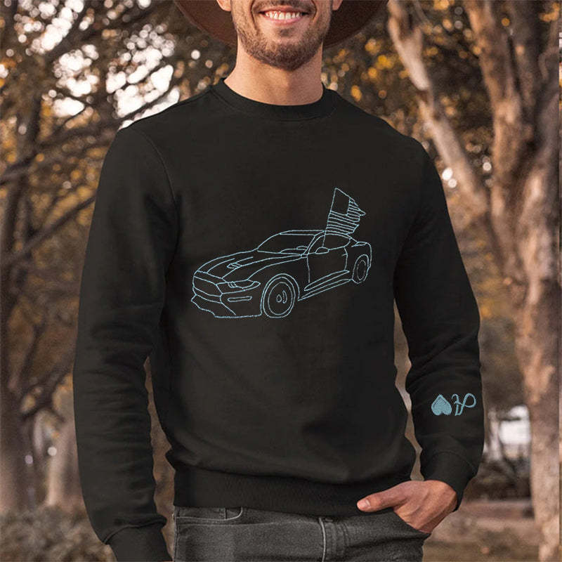 Custom Car Sweatshirt, Custom Car Outline Sweatshirt, Embroidered Car
