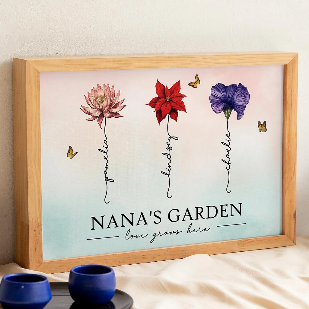 Grandma‘s Garden Love Grows Here Beautiful Birth Month Flowers Personalized Poster
