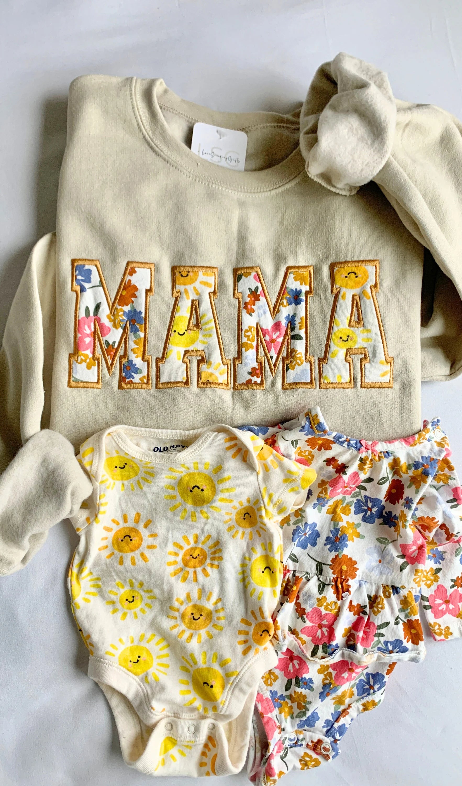 MAMA Keepsake Sweatshirt with Baby Clothes